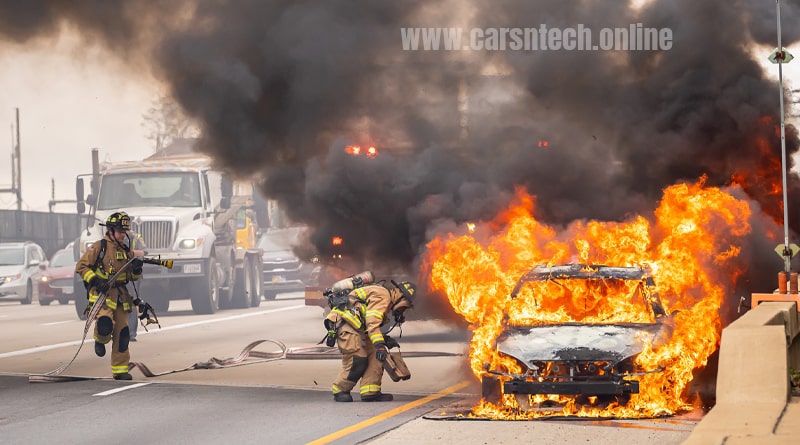 Fire on Electric Vehicle